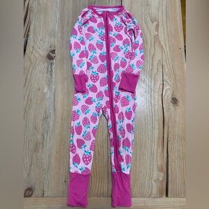 Little Sleepies Pink Strawberry Print Baby Onesie